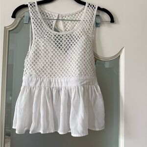 Honey Punch White Mesh Sleeveless Blouse